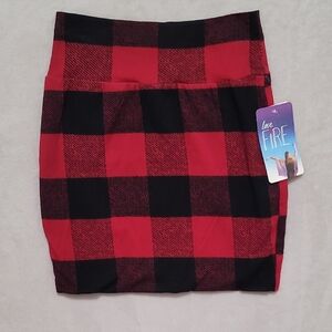 love, Fire Red and Black Checkered Pencil Skirt Size Medium